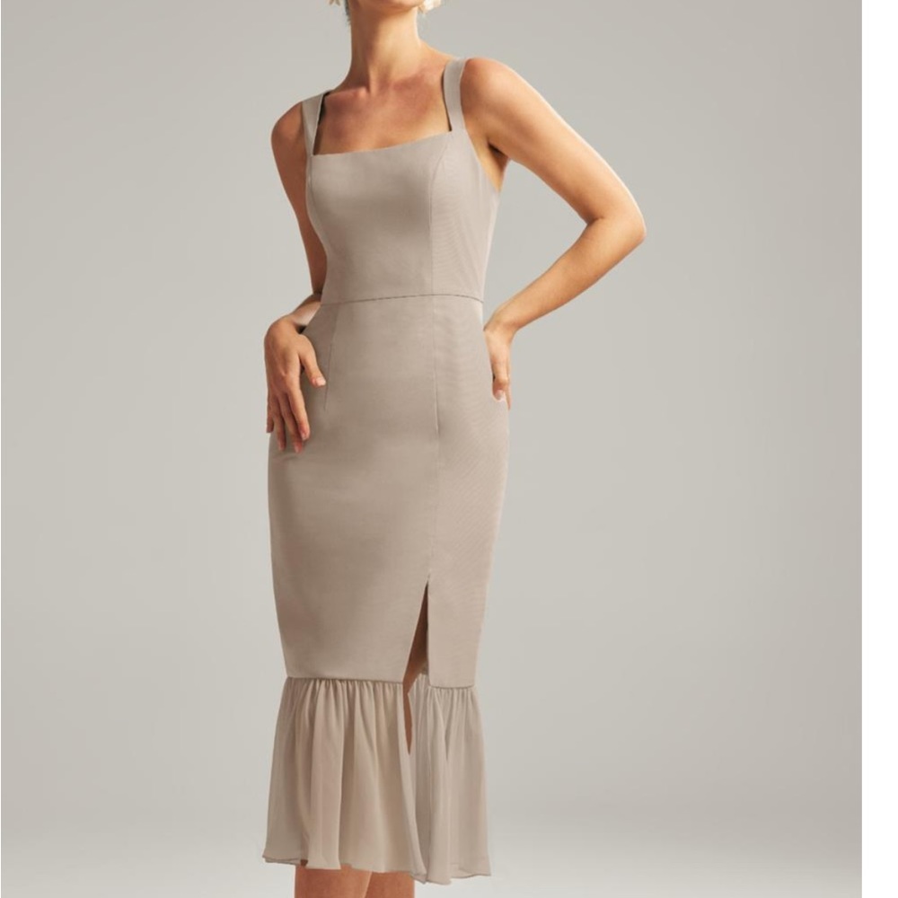 AW BRIDAL taupe colored bridesmaid dress